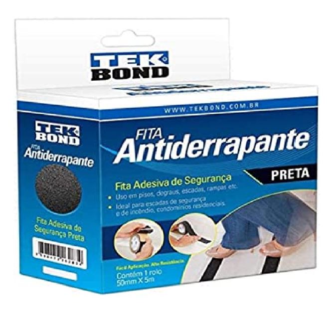 Fita Adesiva Antiderrapante 50mmx5M Preta TEK BOND Fita Adesiva