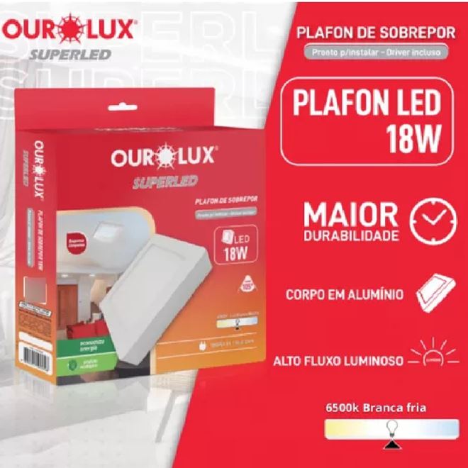 PLAFON LED SOBREPOR 18W BIV 6500K QUADRADO PLAFON LED SOBREPOR 18W