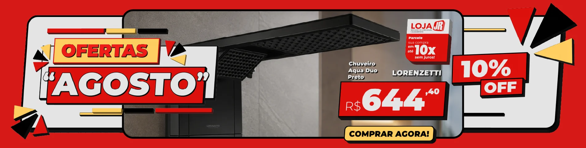 Banner destaques chuveiros AGOSTO PRETO FOSCO