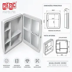 Armário para Banheiro com Espelho 34 x 37 x 10 cm Cinza Claro – Herc