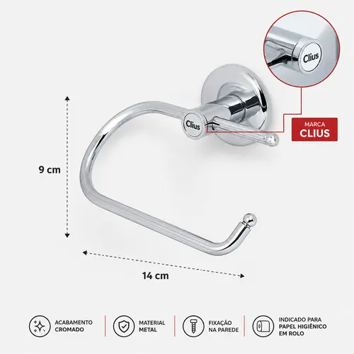 Papeleira sem tampa chrome - CLIUS