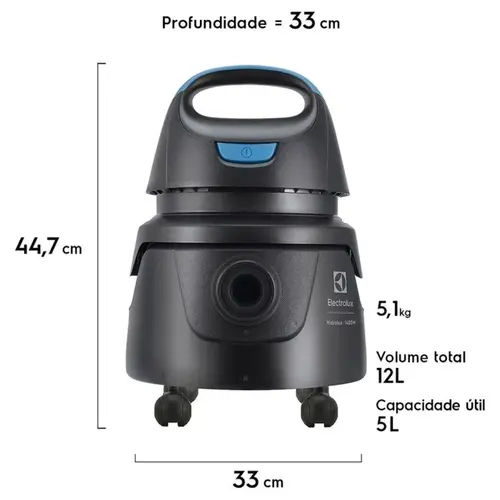 Aspirador de Pó e Água Electrolux 1400W c/ Conjunto de Acessórios e Rodas 360°